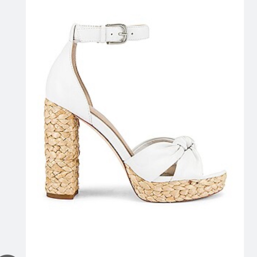 PAIGE White Platform Shoes with Cork Heel